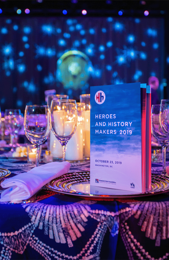 Table setting from the Heroes + History Makers Gala.