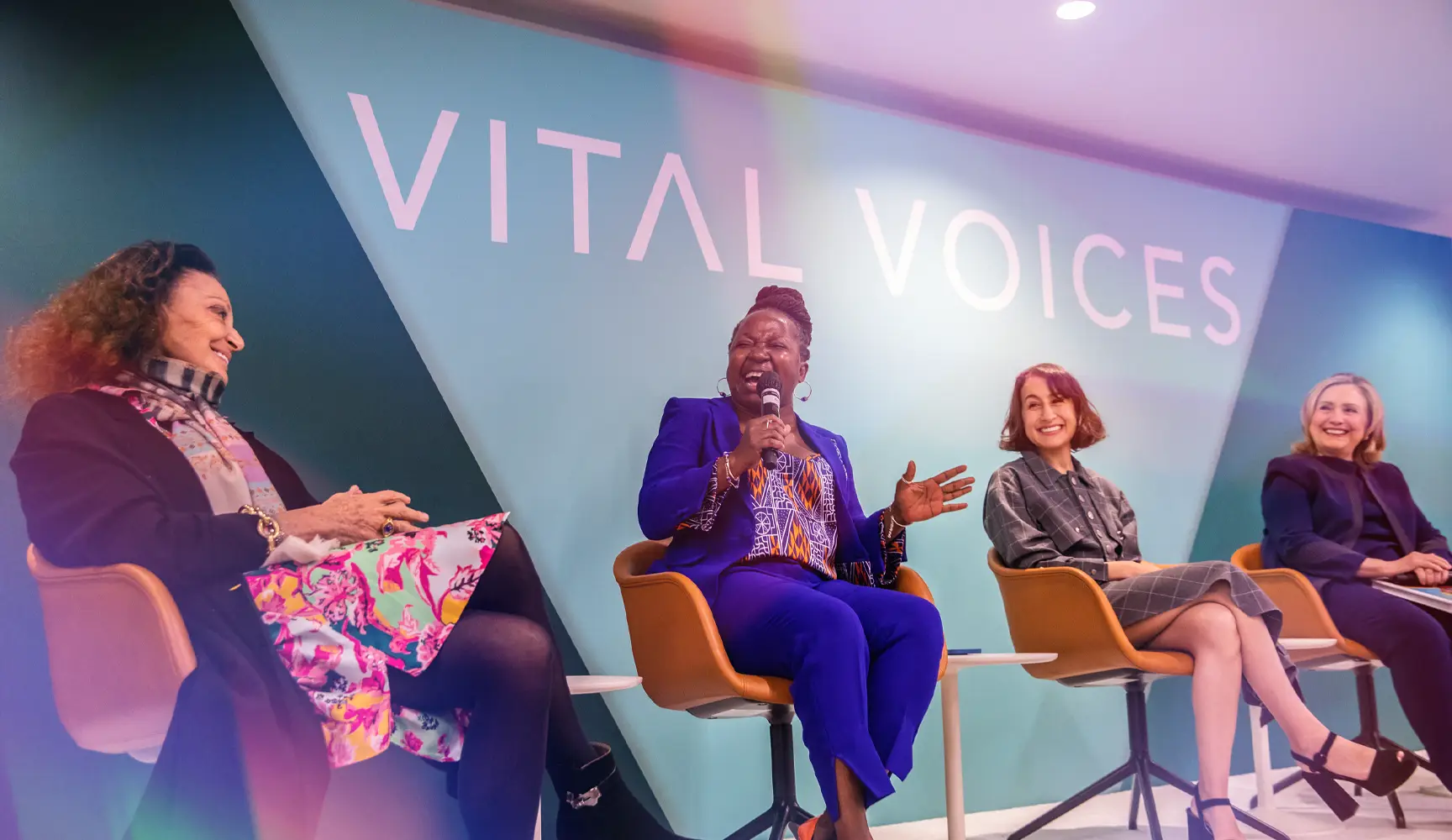 Panelists conversing at the Vital Voices Global Headquarters Opening Festival.